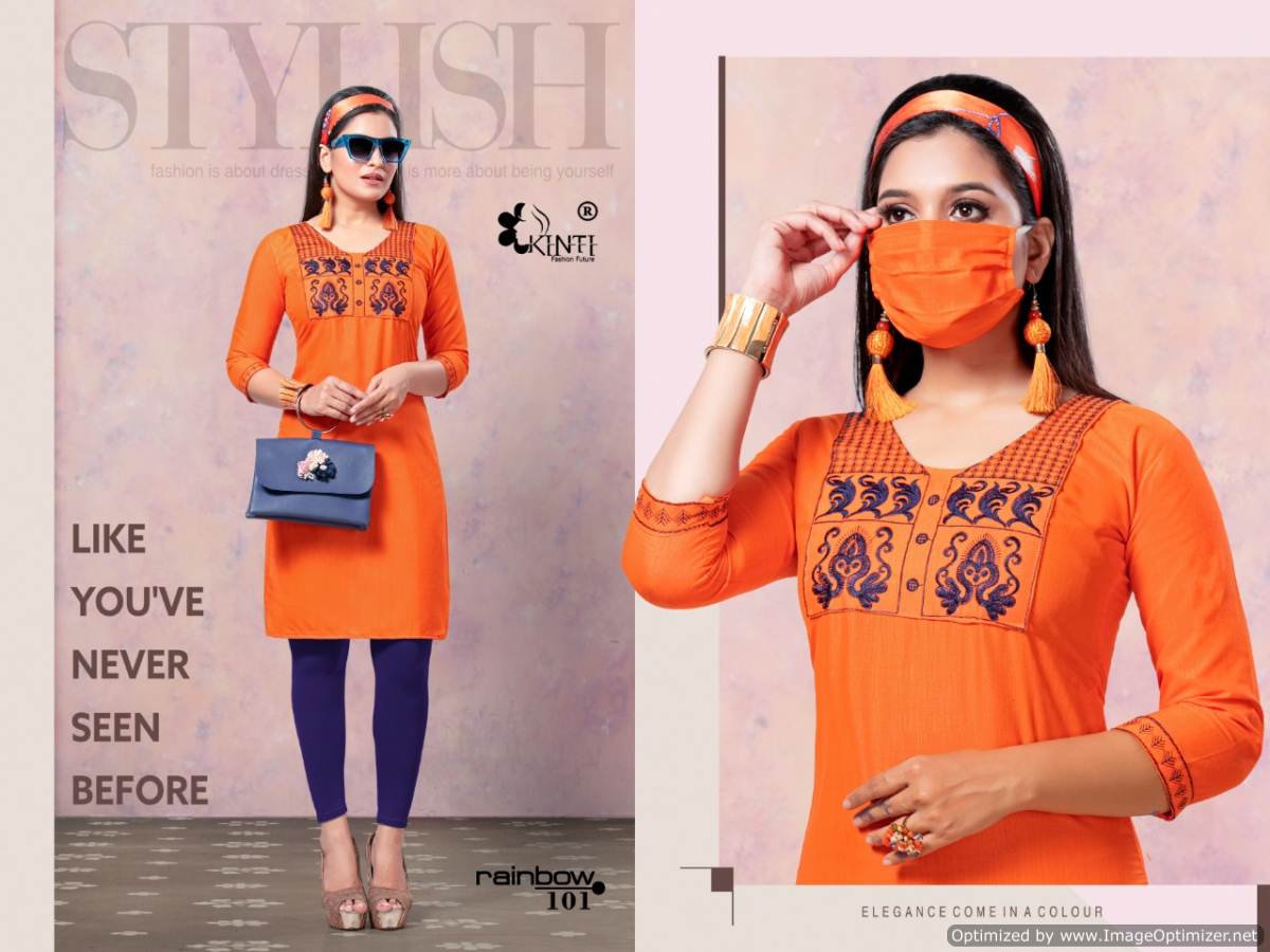 Kinti  Presents Rainbow  Straight Short Kurti Collection