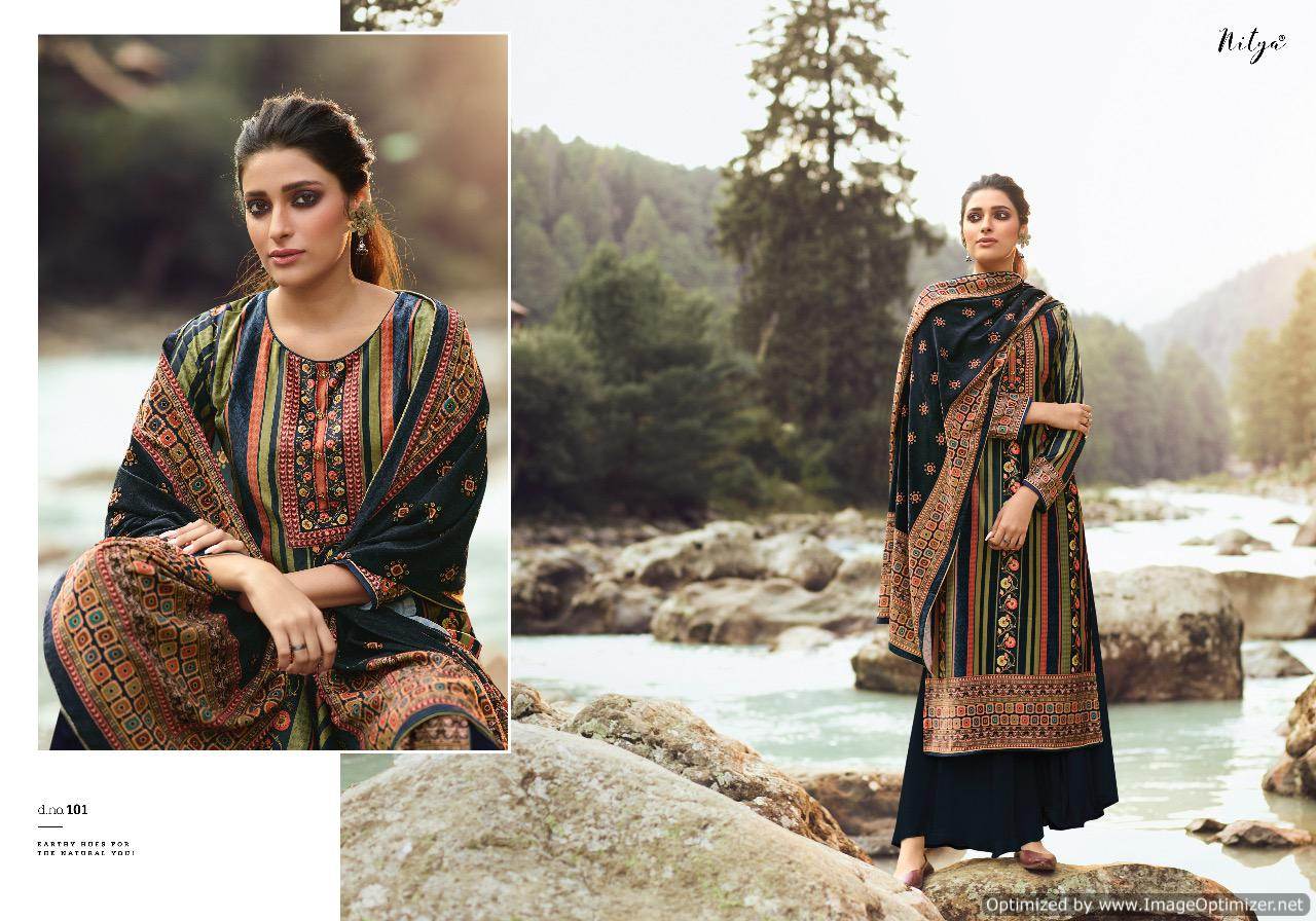 Lt Nitya Presents  Velvet  Vol 1 Printed Dress Material