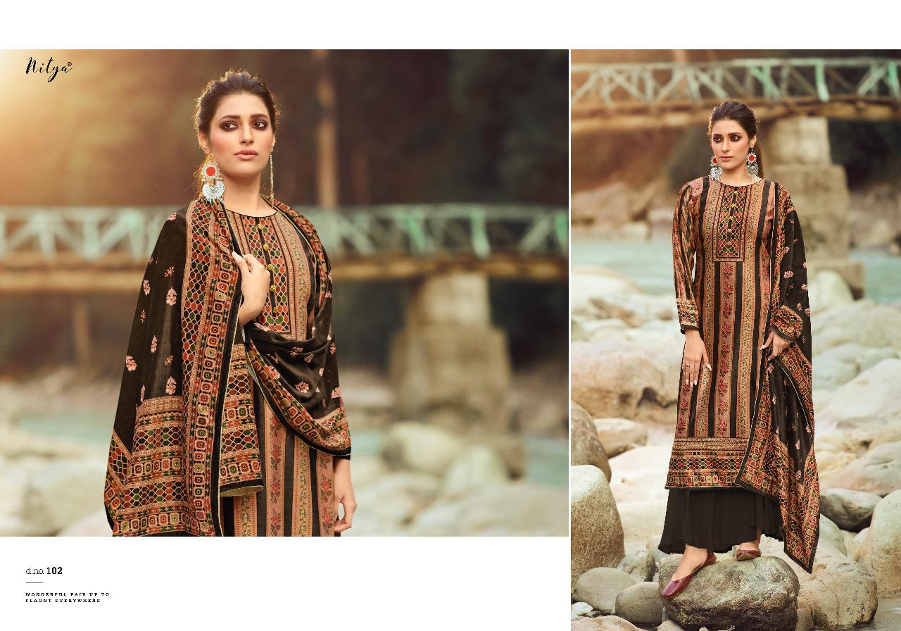 Lt Nitya Presents  Velvet  Vol 1 Printed Dress Material