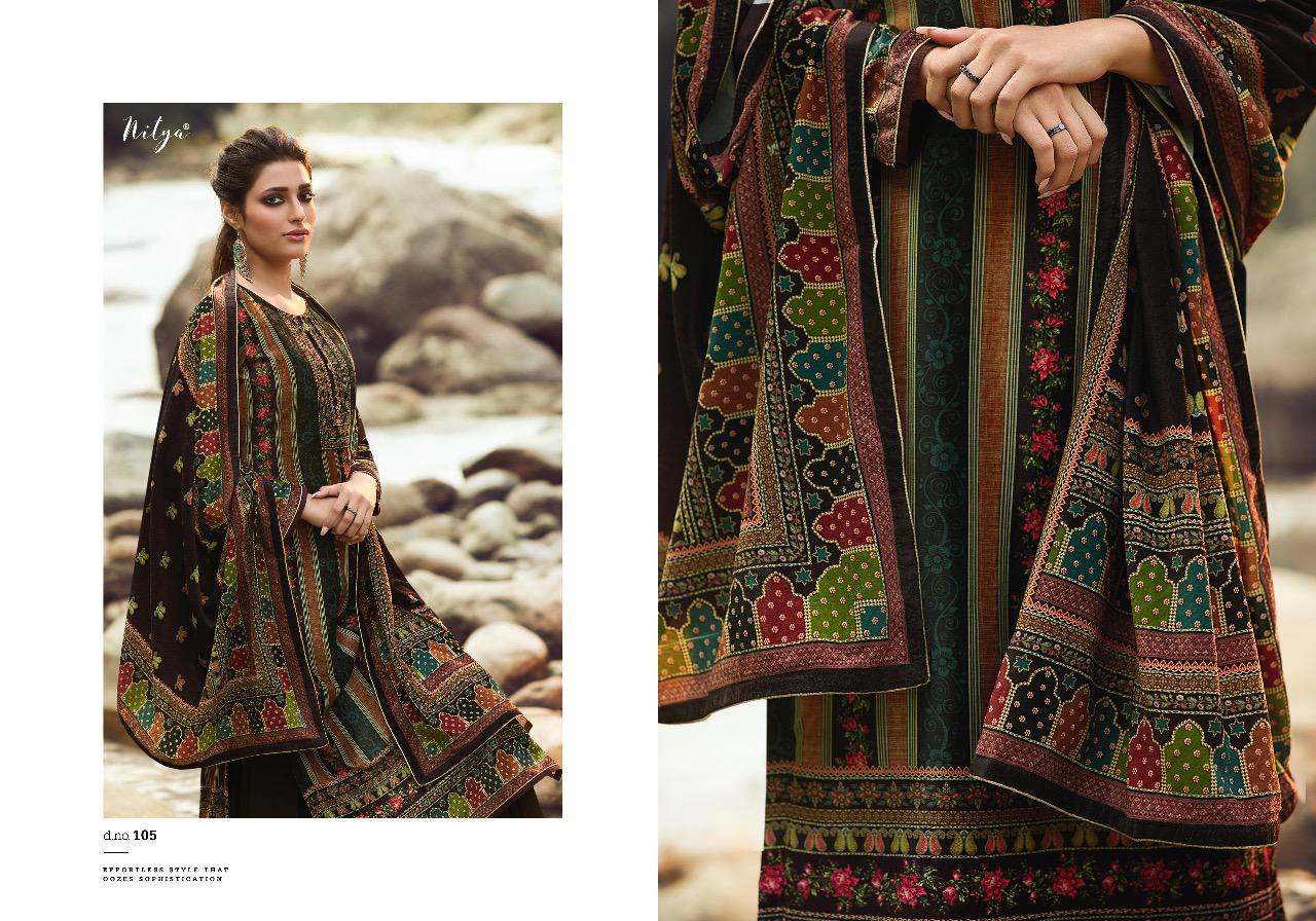 Lt Nitya Presents  Velvet  Vol 1 Printed Dress Material