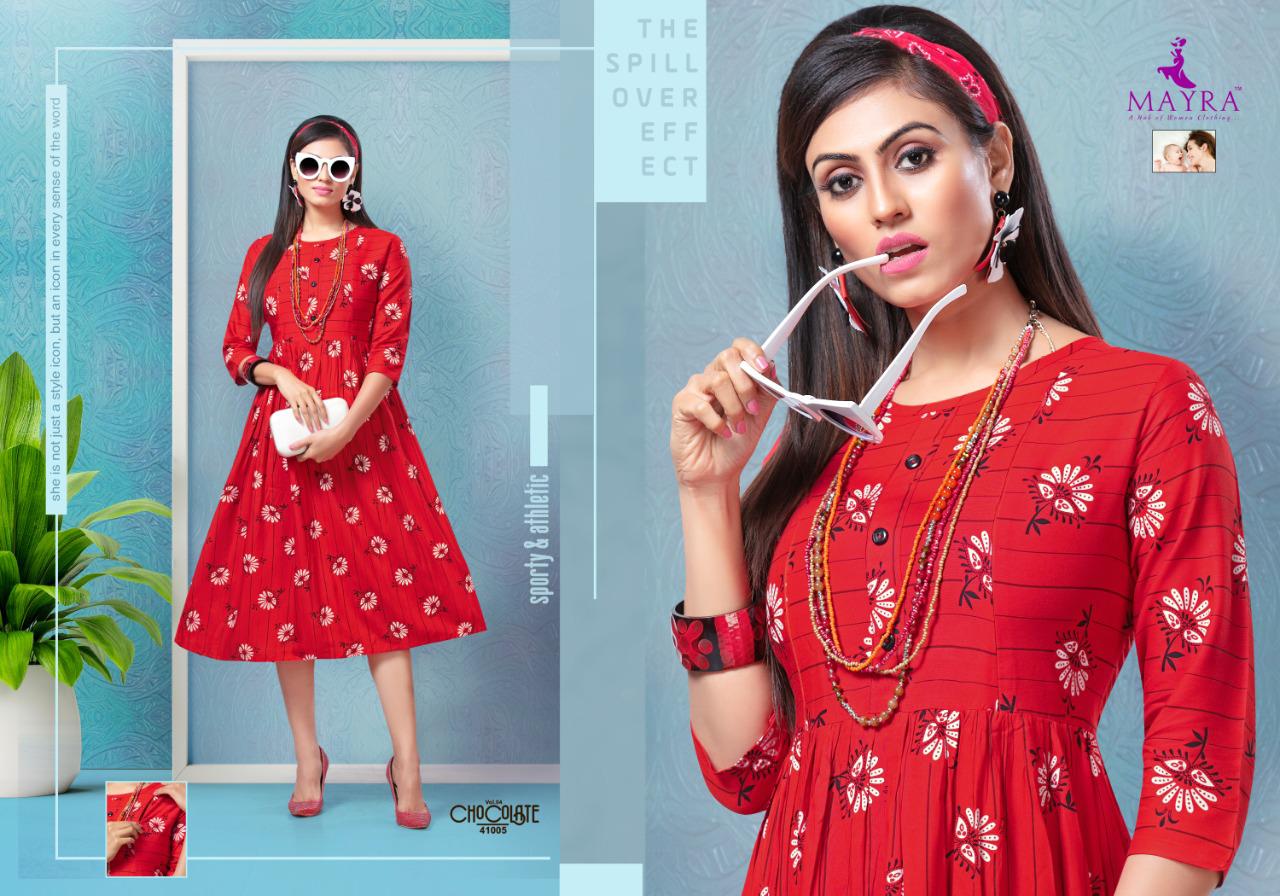 Mayra Presents Chocolate 4 Heavy Rayon Stylish Kurtis