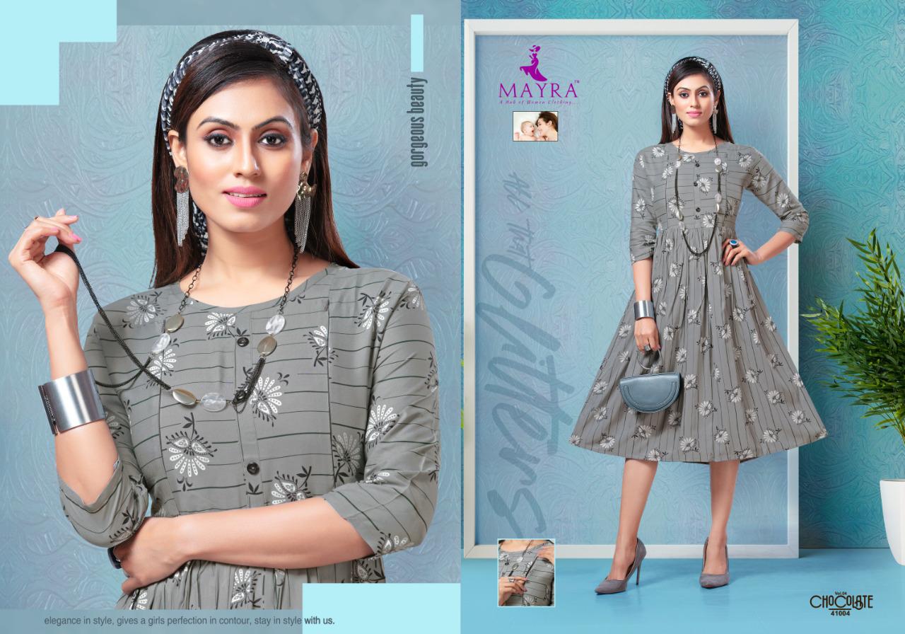 Mayra Presents Chocolate 4 Heavy Rayon Stylish Kurtis