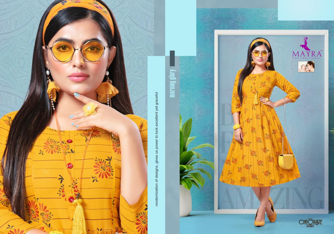 Mayra Presents Chocolate 4 Heavy Rayon Stylish Kurtis