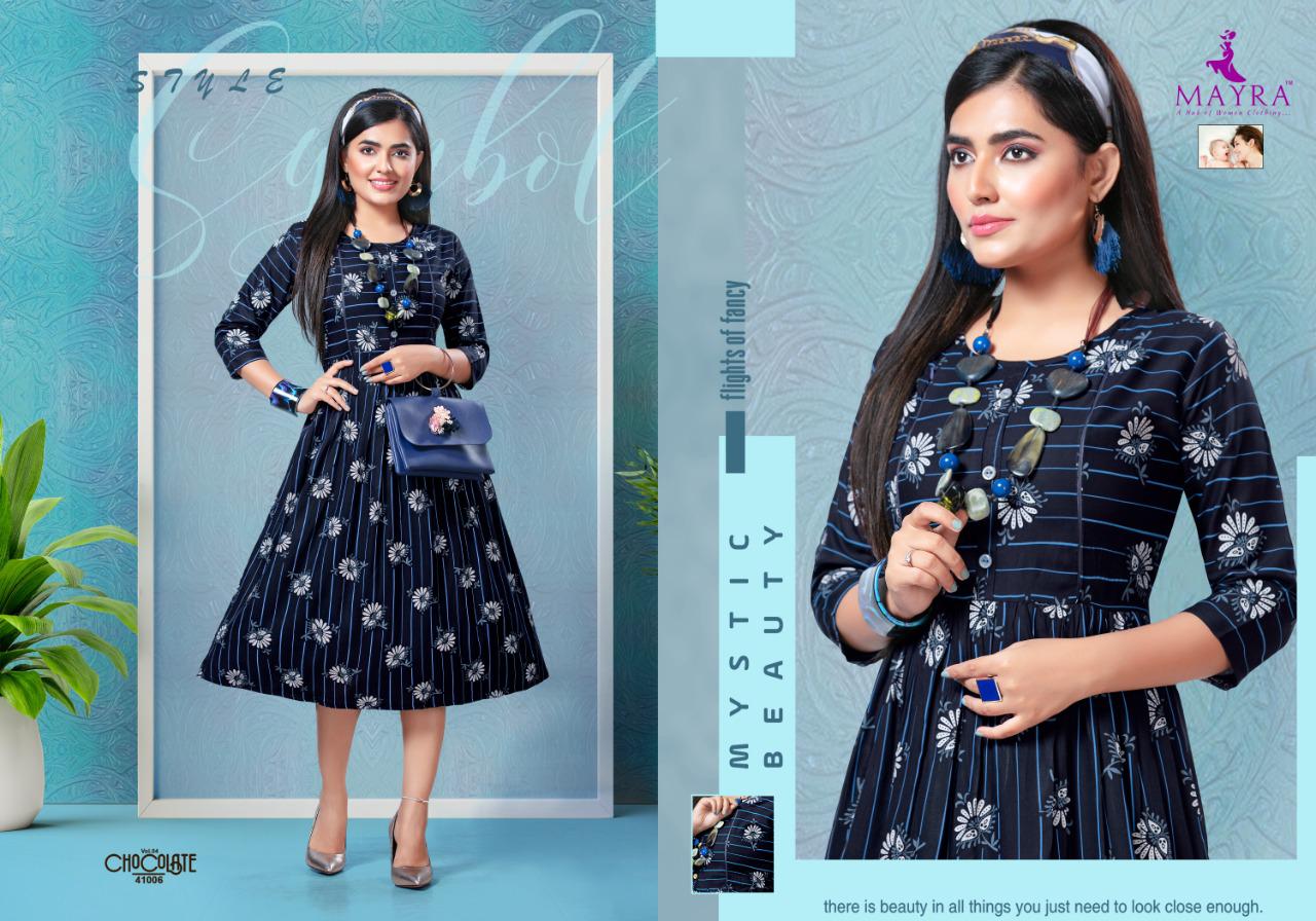 Mayra Presents Chocolate 4 Heavy Rayon Stylish Kurtis