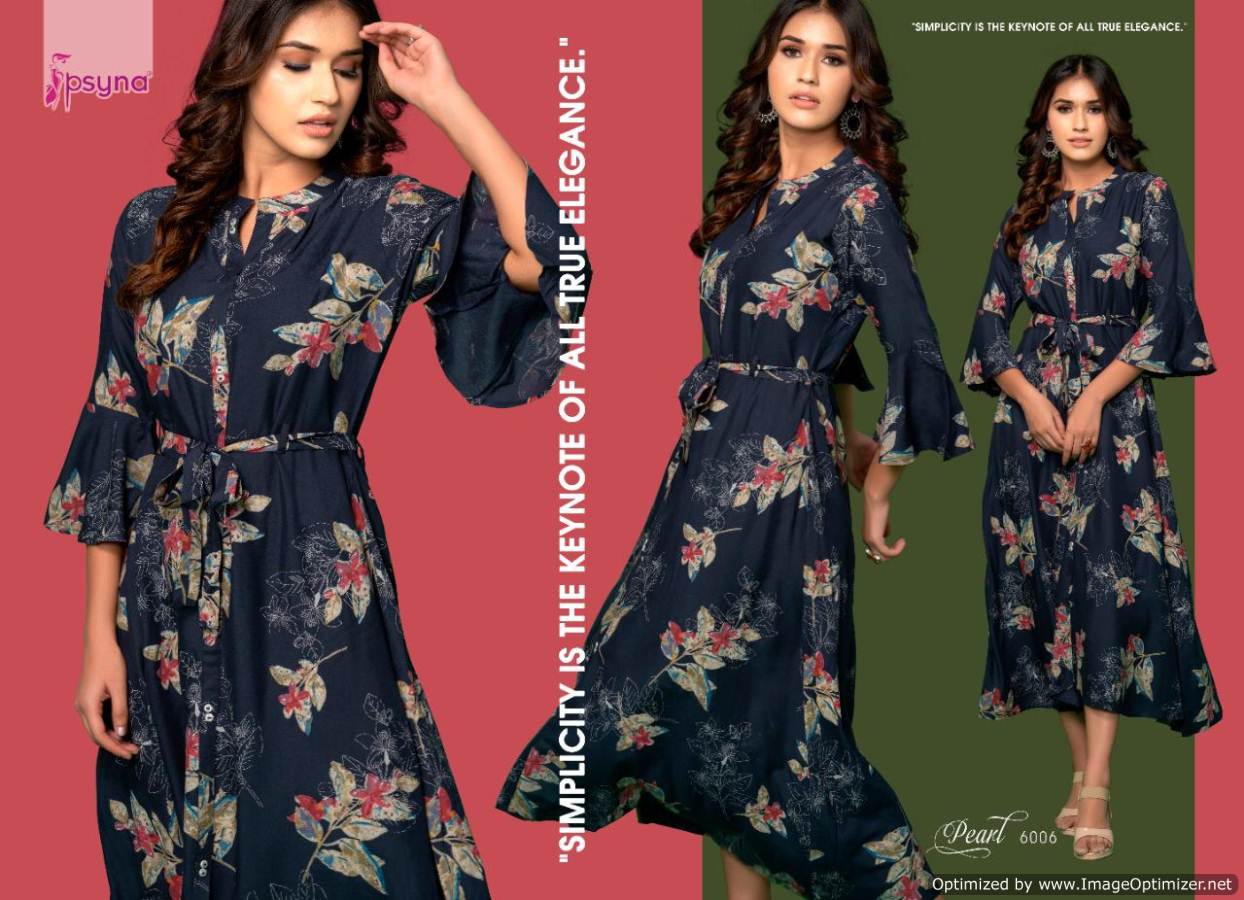 Psyna  Presents Pearl Vol 6 Gown Style Kurti Collection