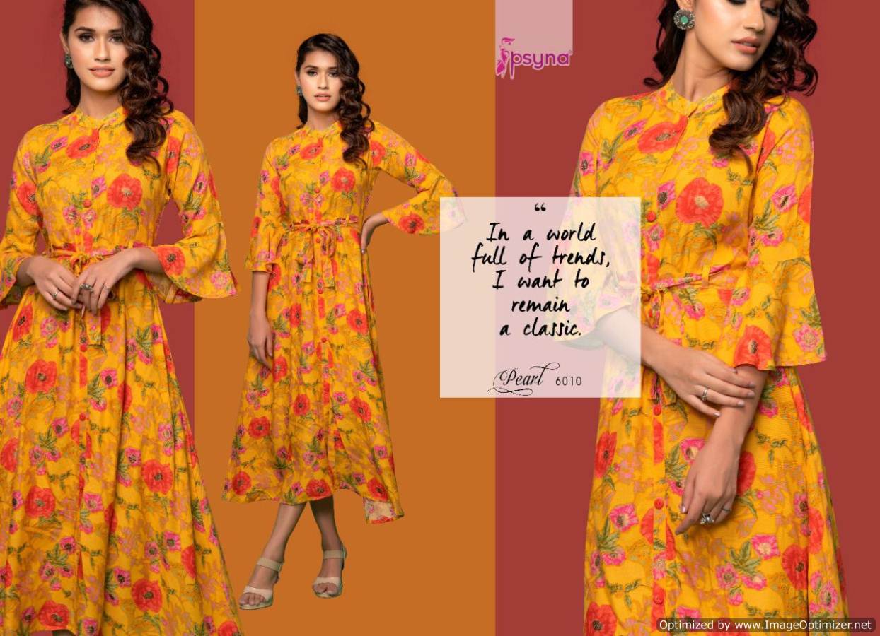 Psyna  Presents Pearl Vol 6 Gown Style Kurti Collection
