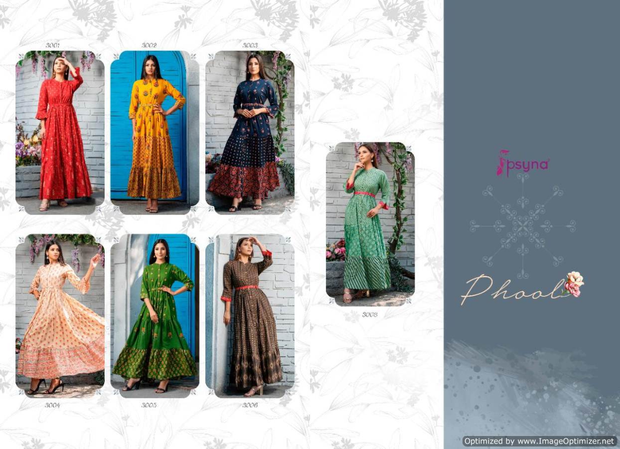 Psyna Presents Phool Vol 3 Gown Style Kurti Collection