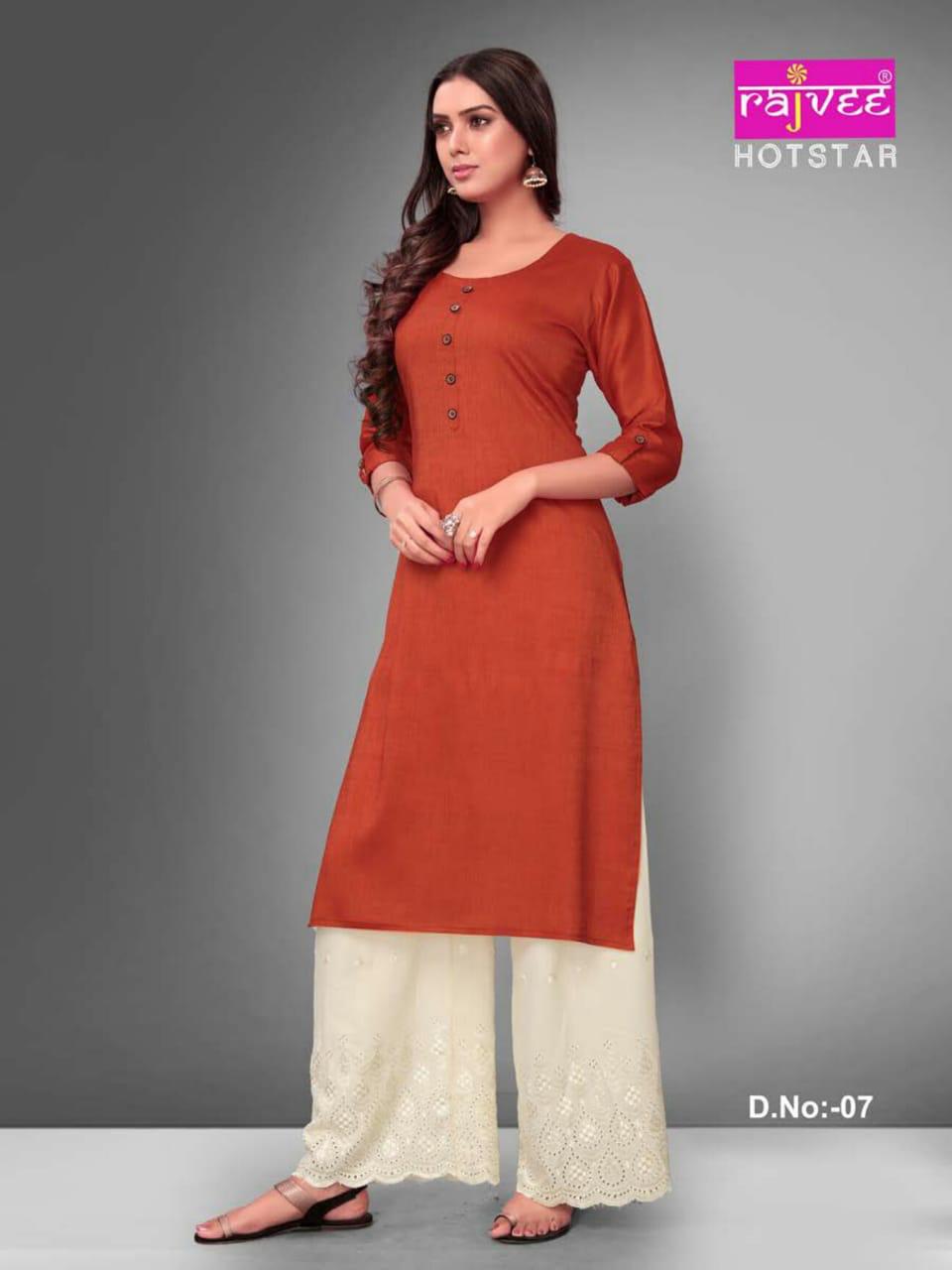 Rajvee Presents Hotstar Casual Wear Kurti Collection
