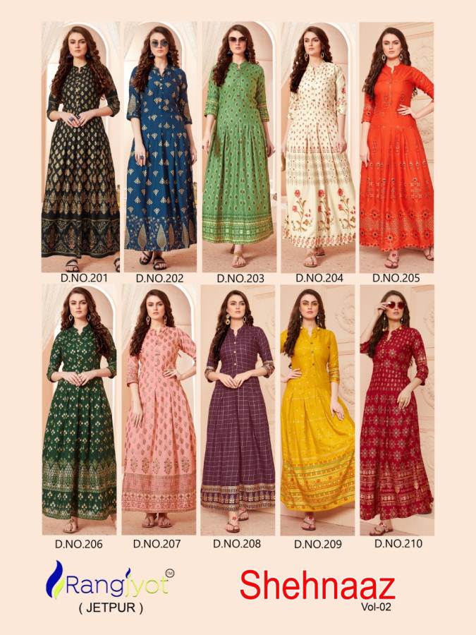 Rangjyot Presents Sehnaaz Vol 2 Printed Long Kurti Collection