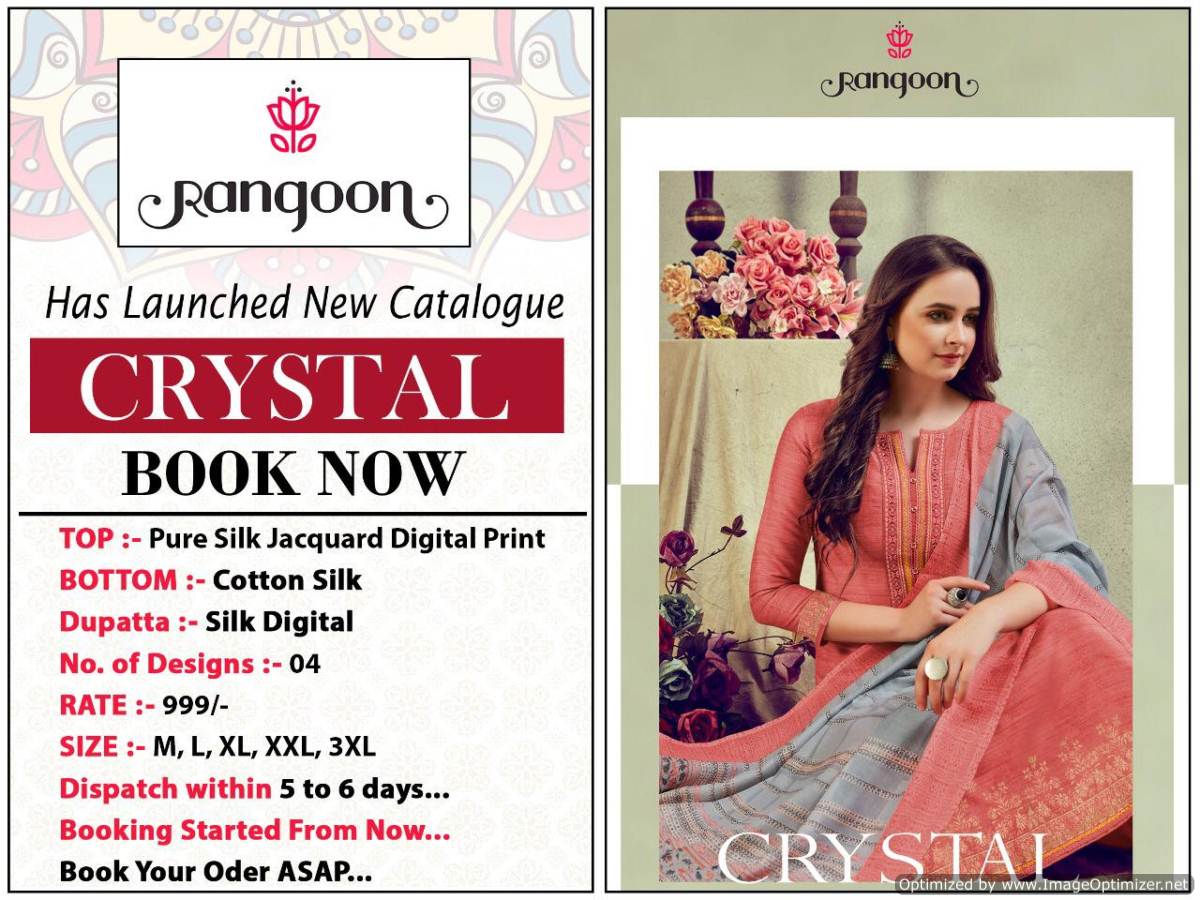 Rangoon Presents Crystal Pure Silk Jacquard Ready Made Collection