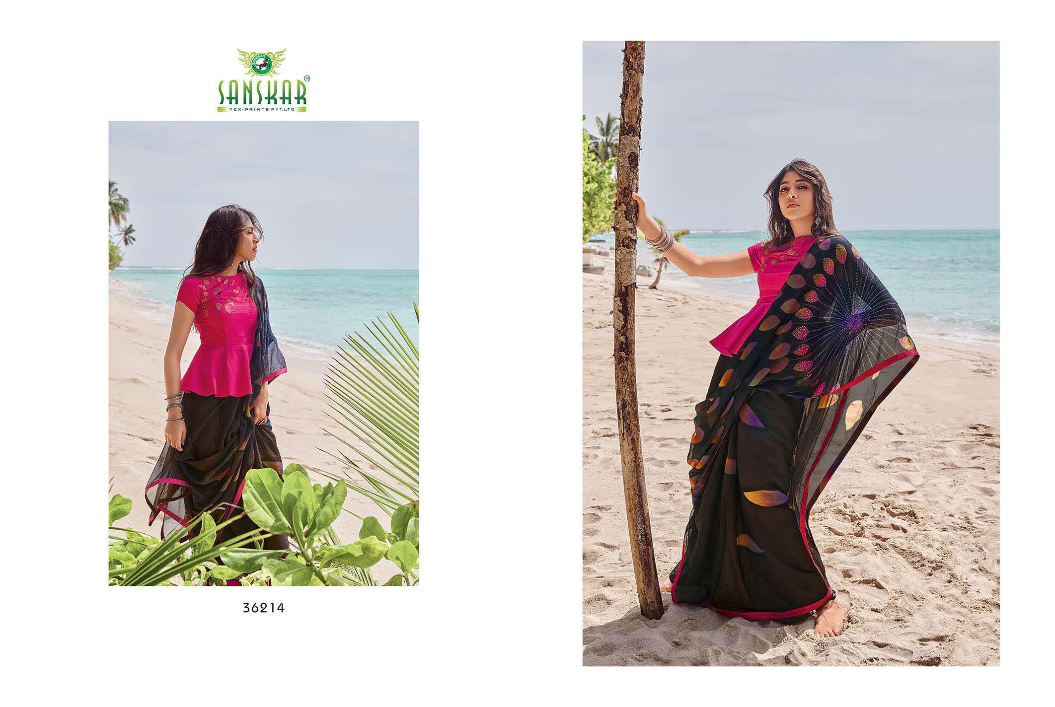 Sanskar Presents Instagram 2 Printed Georgette Running Wear Saree Collection