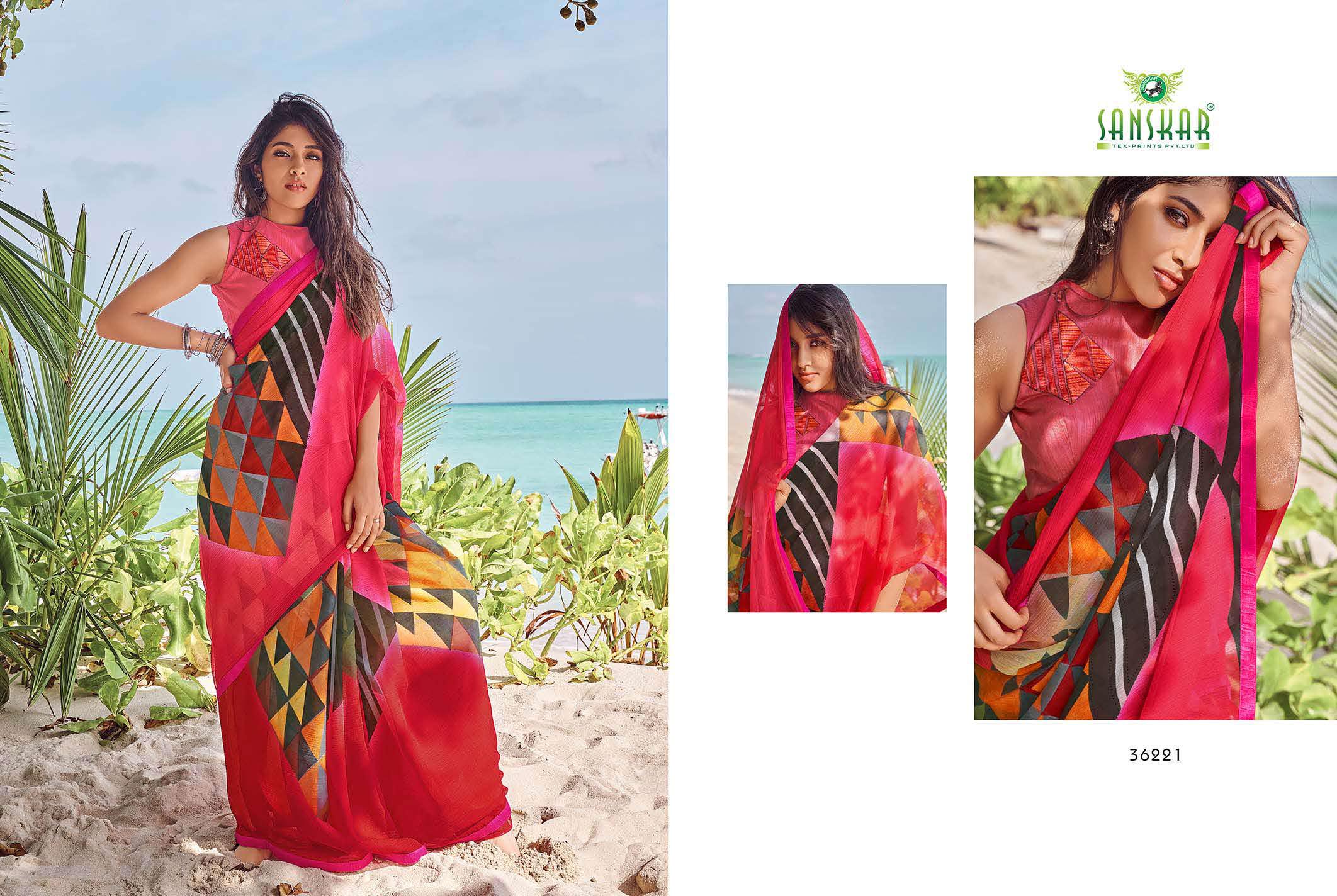 Sanskar Presents Instagram 2 Printed Georgette Running Wear Saree Collection