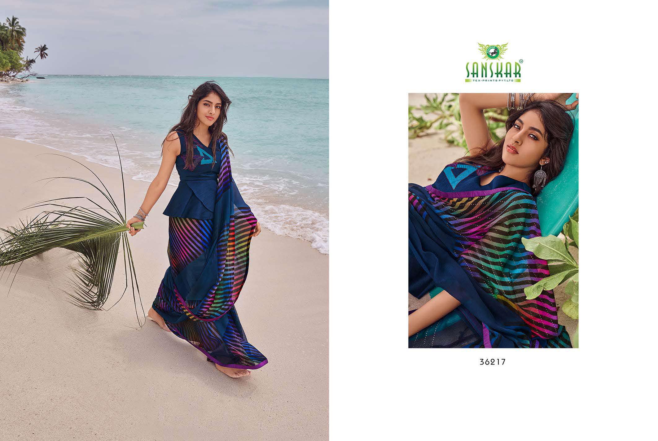 Sanskar Presents Instagram 2 Printed Georgette Running Wear Saree Collection