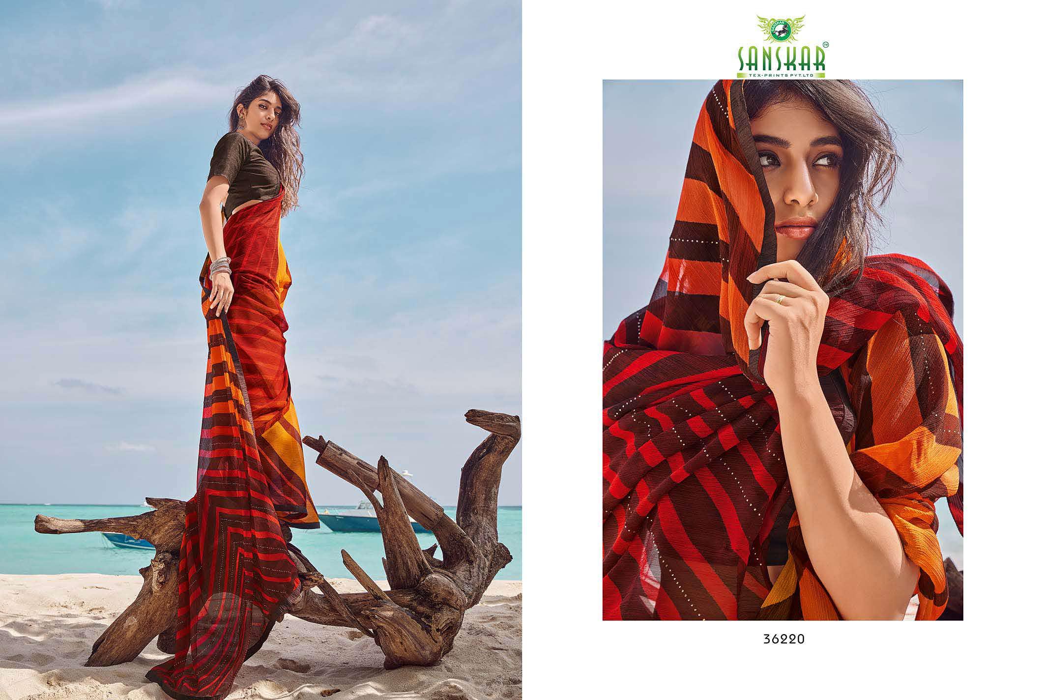 Sanskar Presents Instagram 2 Printed Georgette Running Wear Saree Collection