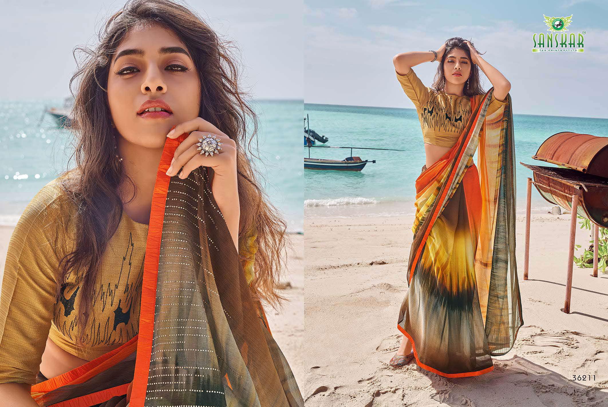 Sanskar Presents Instagram 2 Printed Georgette Running Wear Saree Collection