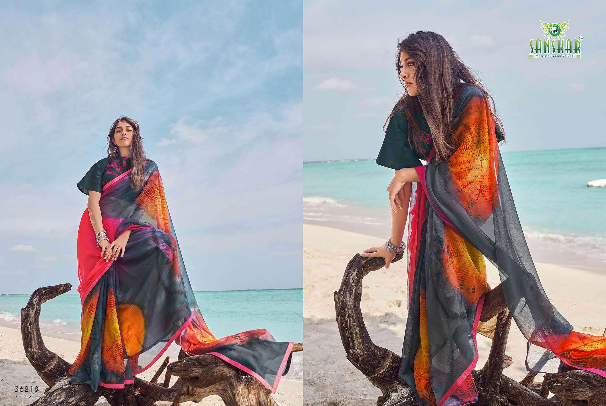 Sanskar Presents Instagram 2 Printed Georgette Running Wear Saree Collection