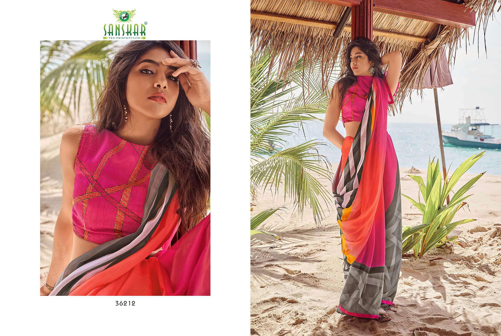 Sanskar Presents Instagram 2 Printed Georgette Running Wear Saree Collection