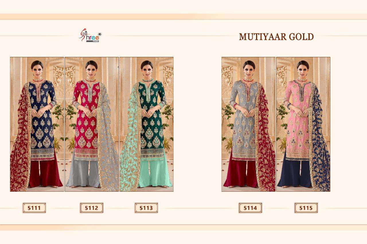 Shree Presents  Mutiyaar Gold Embroidered Salwar Suits