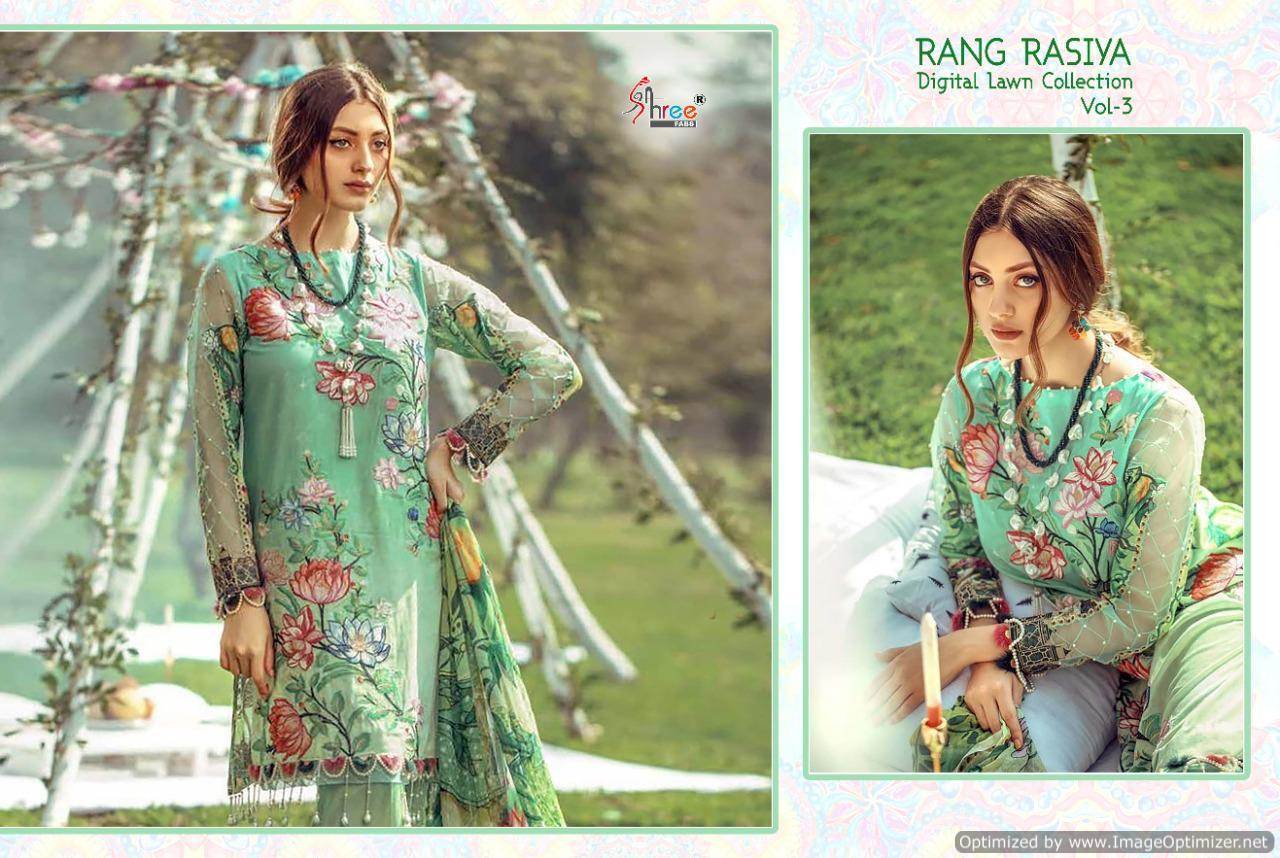 Shree  Presents Rang Rasiya Digital Lawn Collection Vol  3 Pakistani Collection