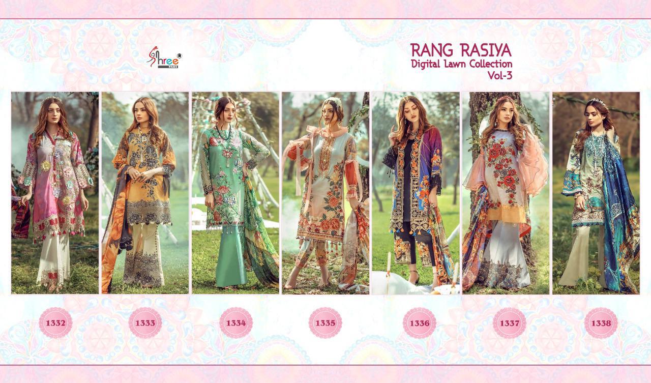 Shree  Presents Rang Rasiya Digital Lawn Collection Vol  3 Pakistani Collection