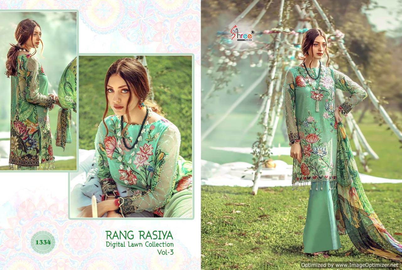 Shree  Presents Rang Rasiya Digital Lawn Collection Vol  3 Pakistani Collection