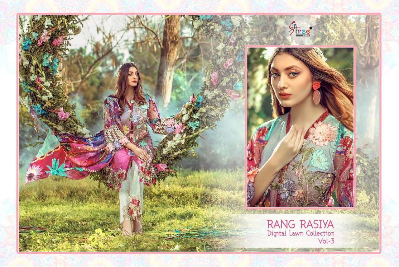 Shree  Presents Rang Rasiya Digital Lawn Collection Vol  3 Pakistani Collection