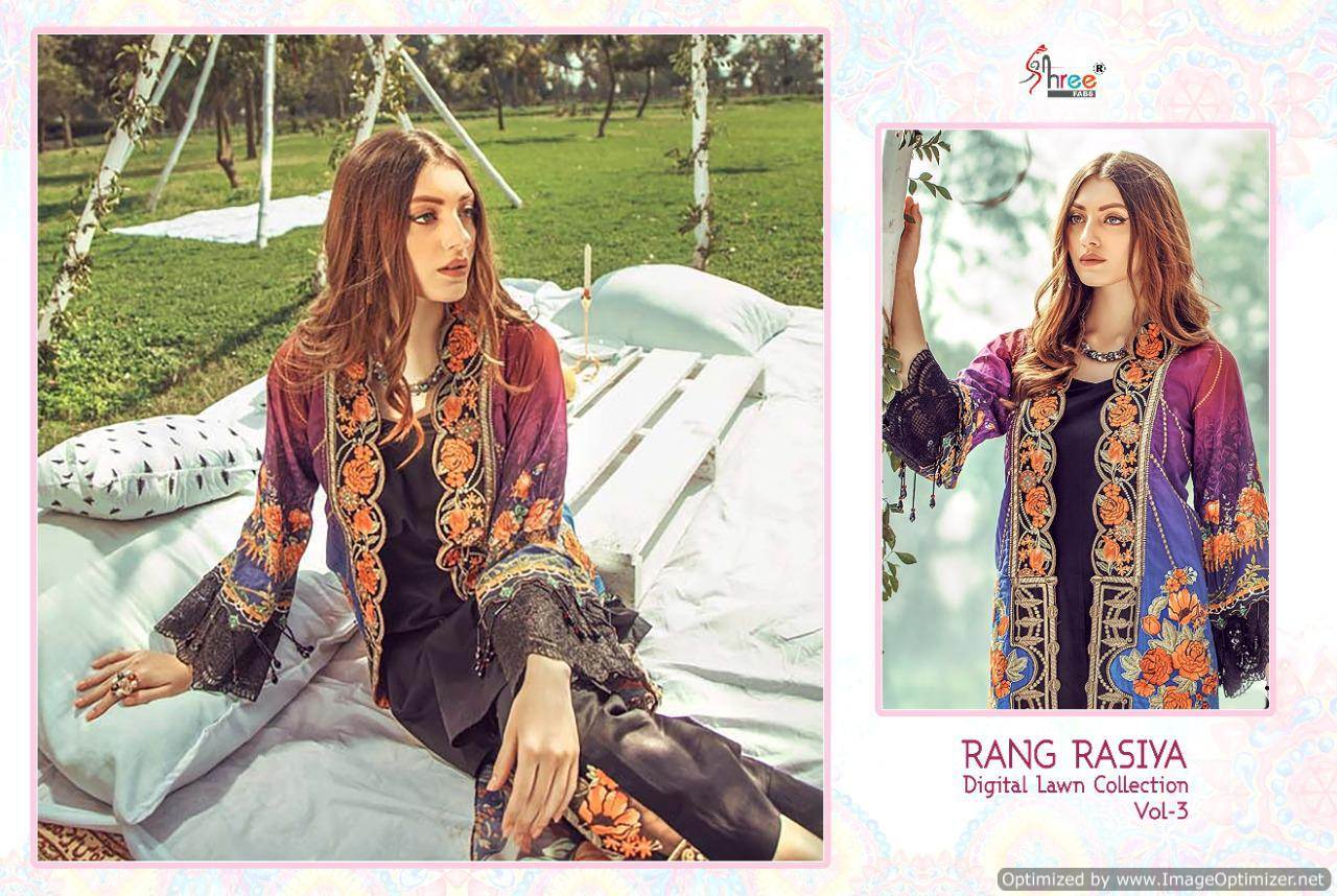 Shree  Presents Rang Rasiya Digital Lawn Collection Vol  3 Pakistani Collection