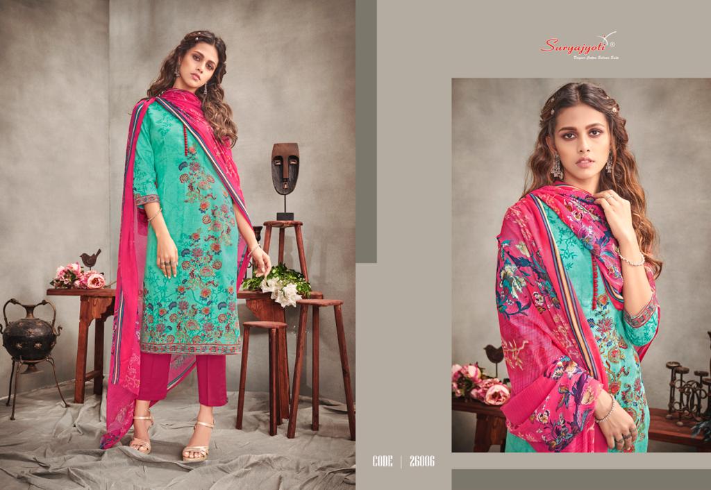 Suryajyoti Presents Naishaa Vol 26 Heavy Satin Cotton Designer Dress Material