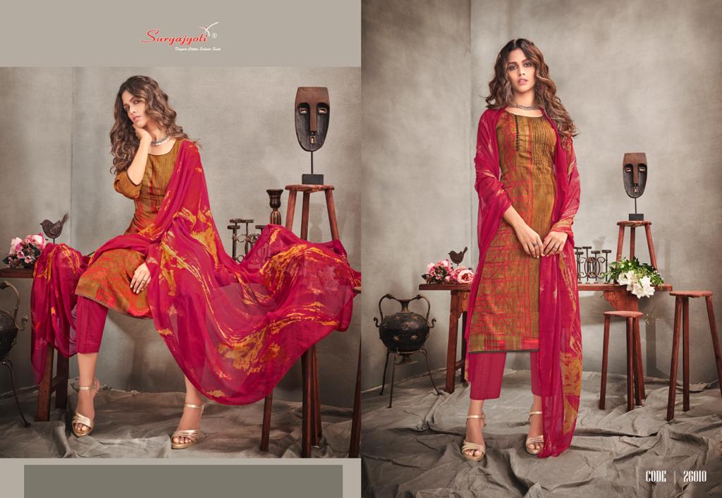 Suryajyoti Presents Naishaa Vol 26 Heavy Satin Cotton Designer Dress Material