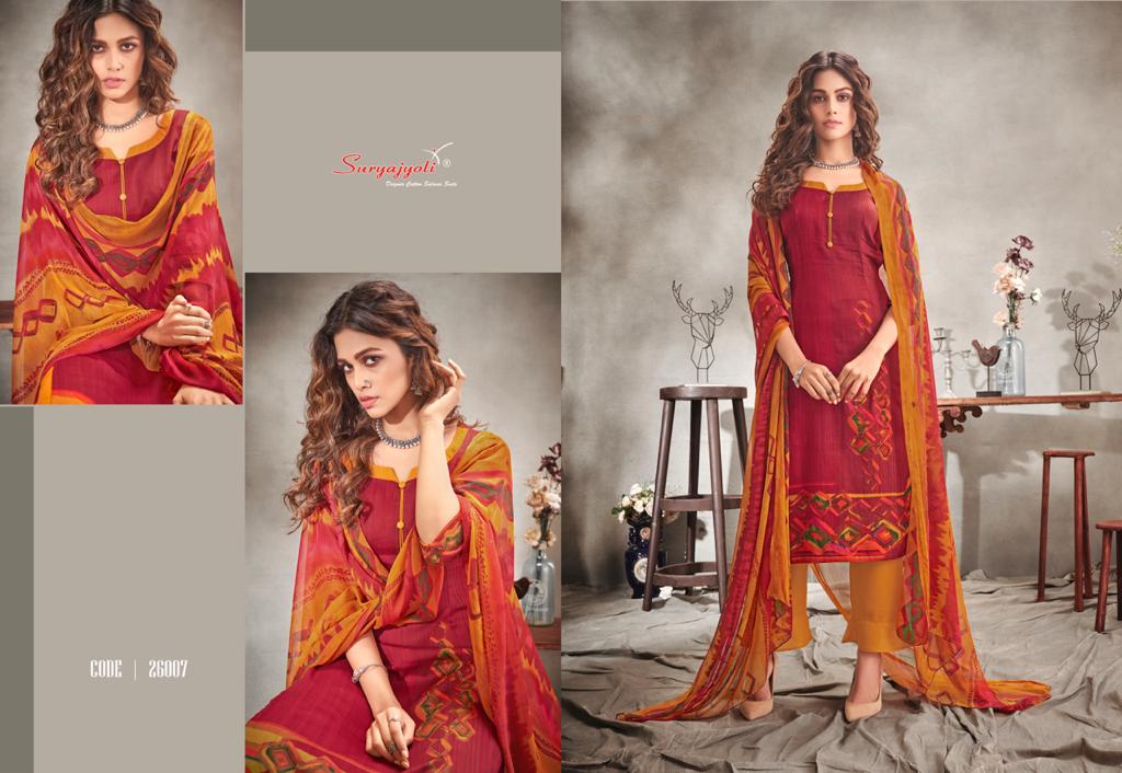 Suryajyoti Presents Naishaa Vol 26 Heavy Satin Cotton Designer Dress Material
