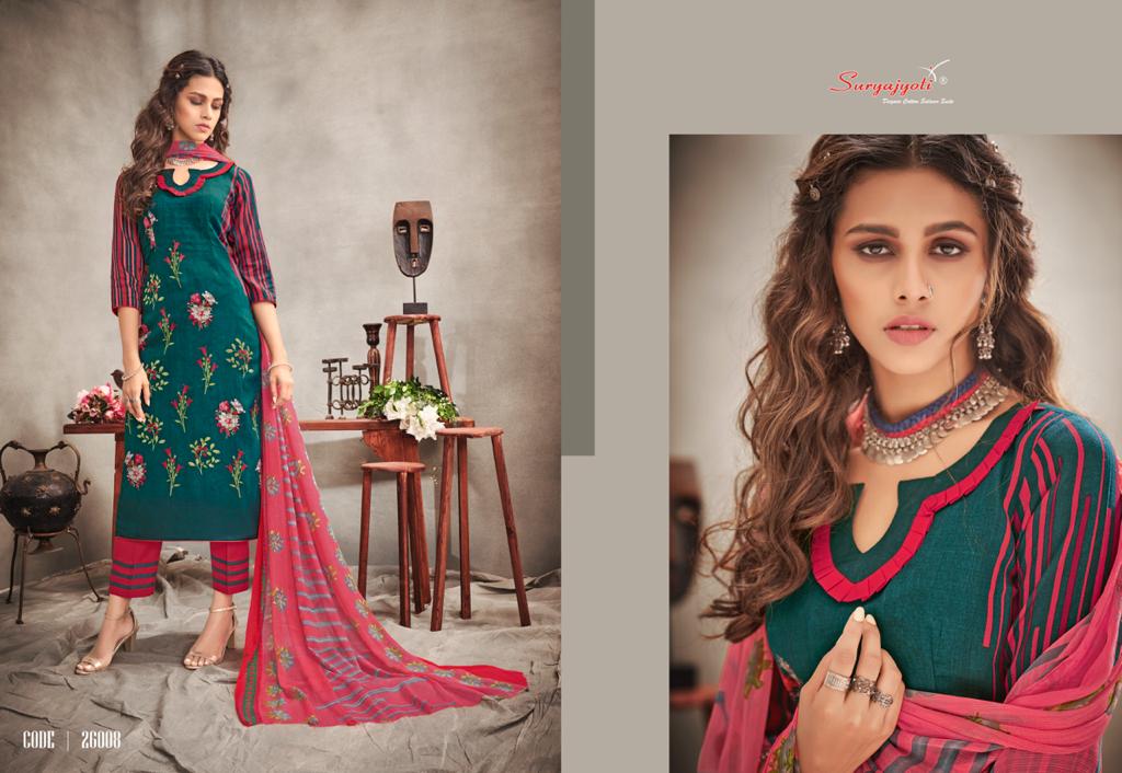 Suryajyoti Presents Naishaa Vol 26 Heavy Satin Cotton Designer Dress Material
