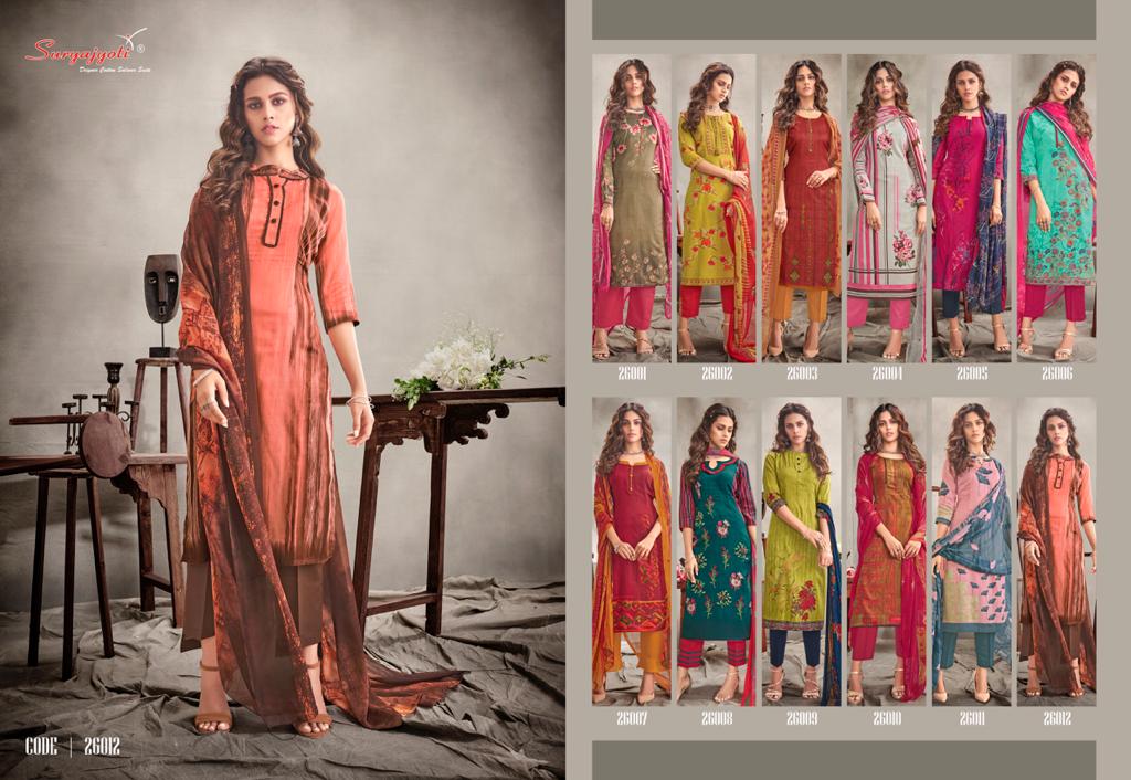 Suryajyoti Presents Naishaa Vol 26 Heavy Satin Cotton Designer Dress Material