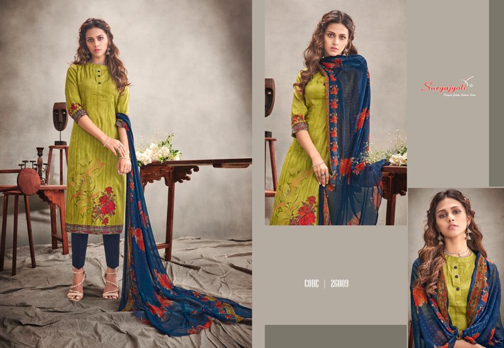 Suryajyoti Presents Naishaa Vol 26 Heavy Satin Cotton Designer Dress Material