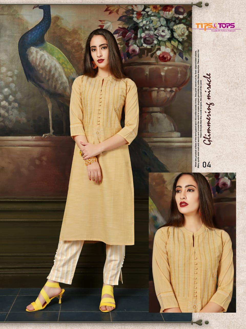 Tips&tops Presents Madina Casual Wear Heavy Cotton Kurti With Bottom