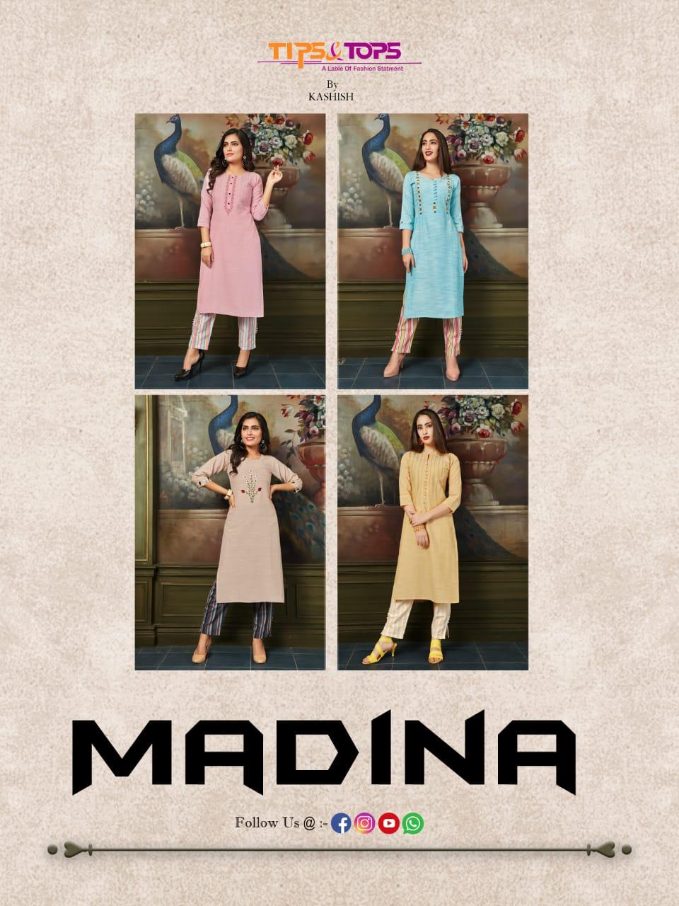 Tips&tops Presents Madina Casual Wear Heavy Cotton Kurti With Bottom
