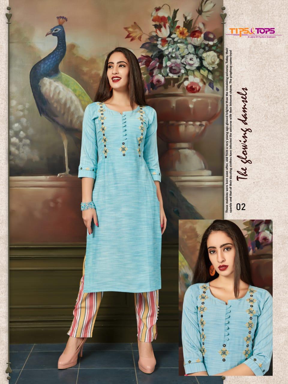 Tips&tops Presents Madina Casual Wear Heavy Cotton Kurti With Bottom