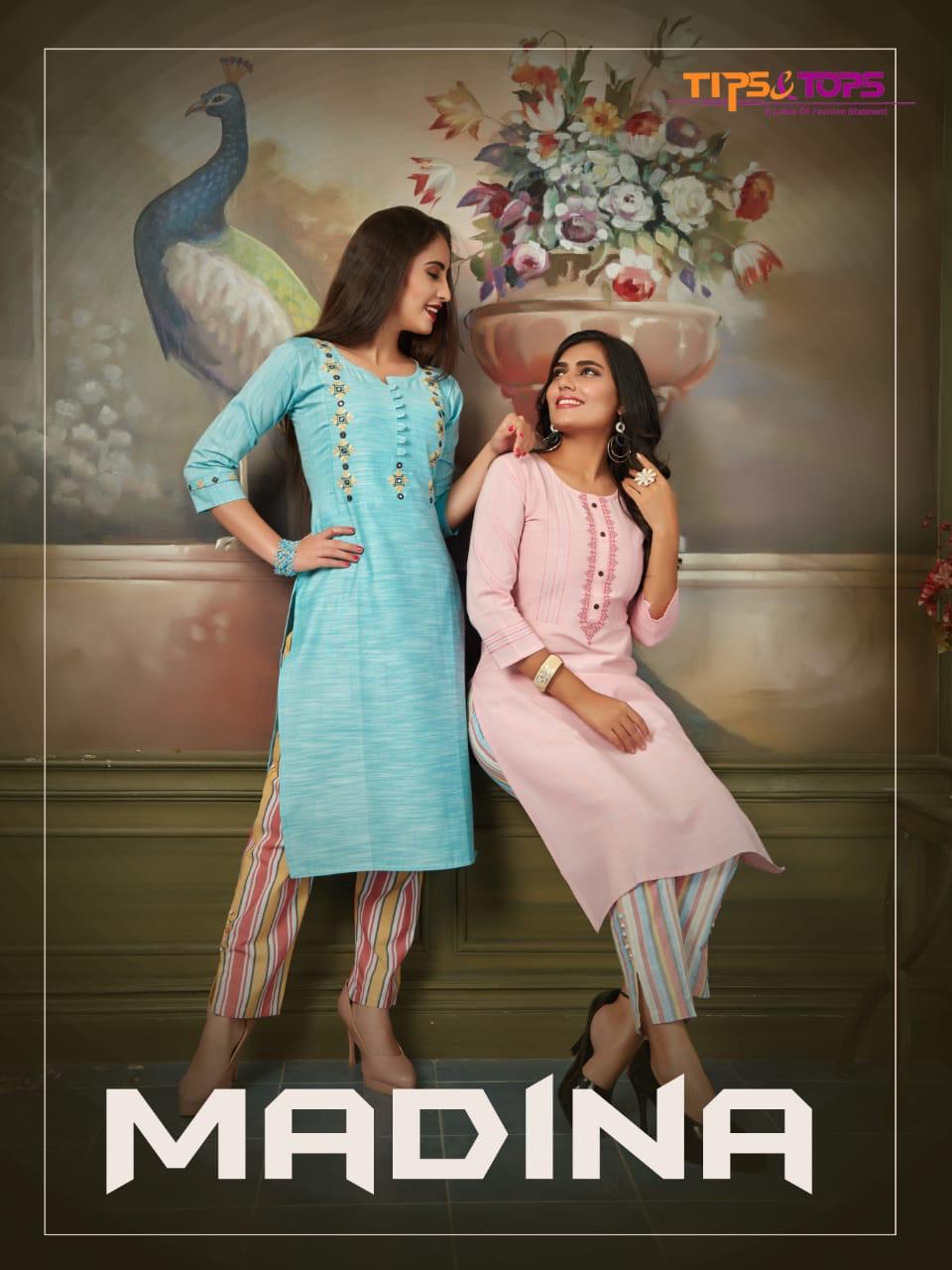 Tips&tops Presents Madina Casual Wear Heavy Cotton Kurti With Bottom