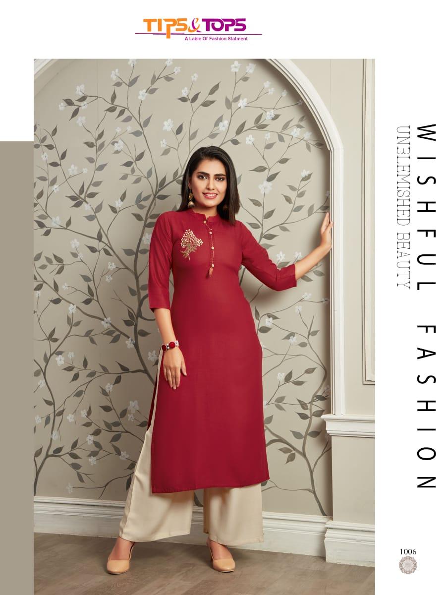 Tips&tops Presents Vastra Heavy Rayon Kurti With Bottom Collection