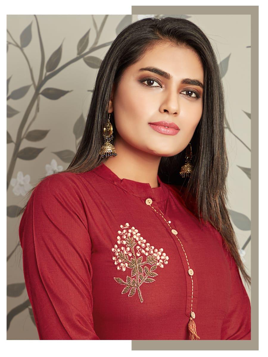 Tips&tops Presents Vastra Heavy Rayon Kurti With Bottom Collection