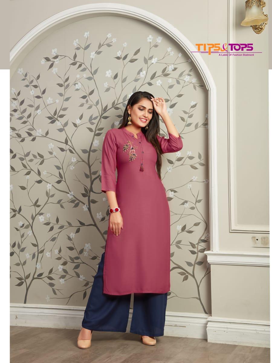 Tips&tops Presents Vastra Heavy Rayon Kurti With Bottom Collection
