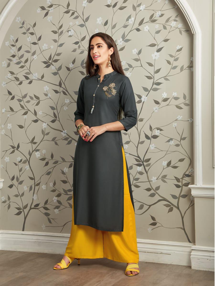 Tips&tops Presents Vastra Heavy Rayon Kurti With Bottom Collection