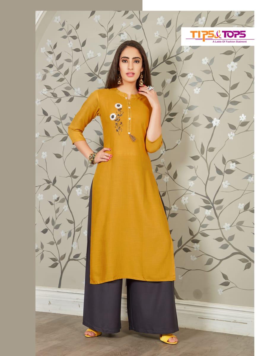Tips&tops Presents Vastra Heavy Rayon Kurti With Bottom Collection