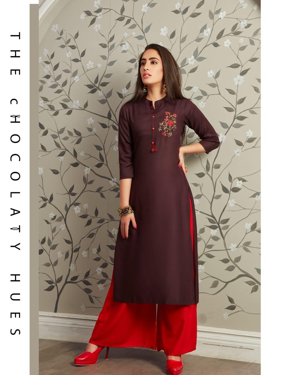 Tips&tops Presents Vastra Heavy Rayon Kurti With Bottom Collection