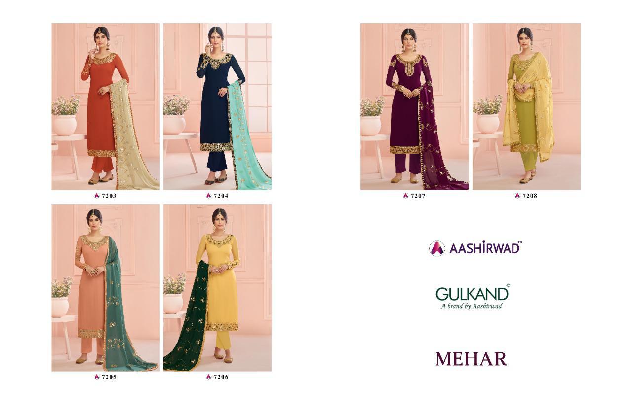 Aashirwad Presents Mehar  Designer  Salwar Suits