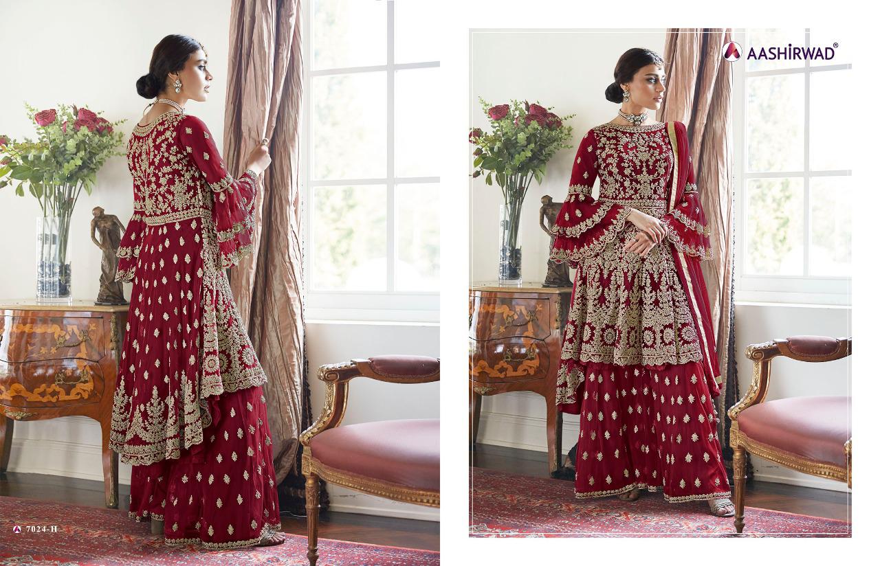 Aashirwad Presents  Premium Sharara Gold New Colors Embroidered Suits