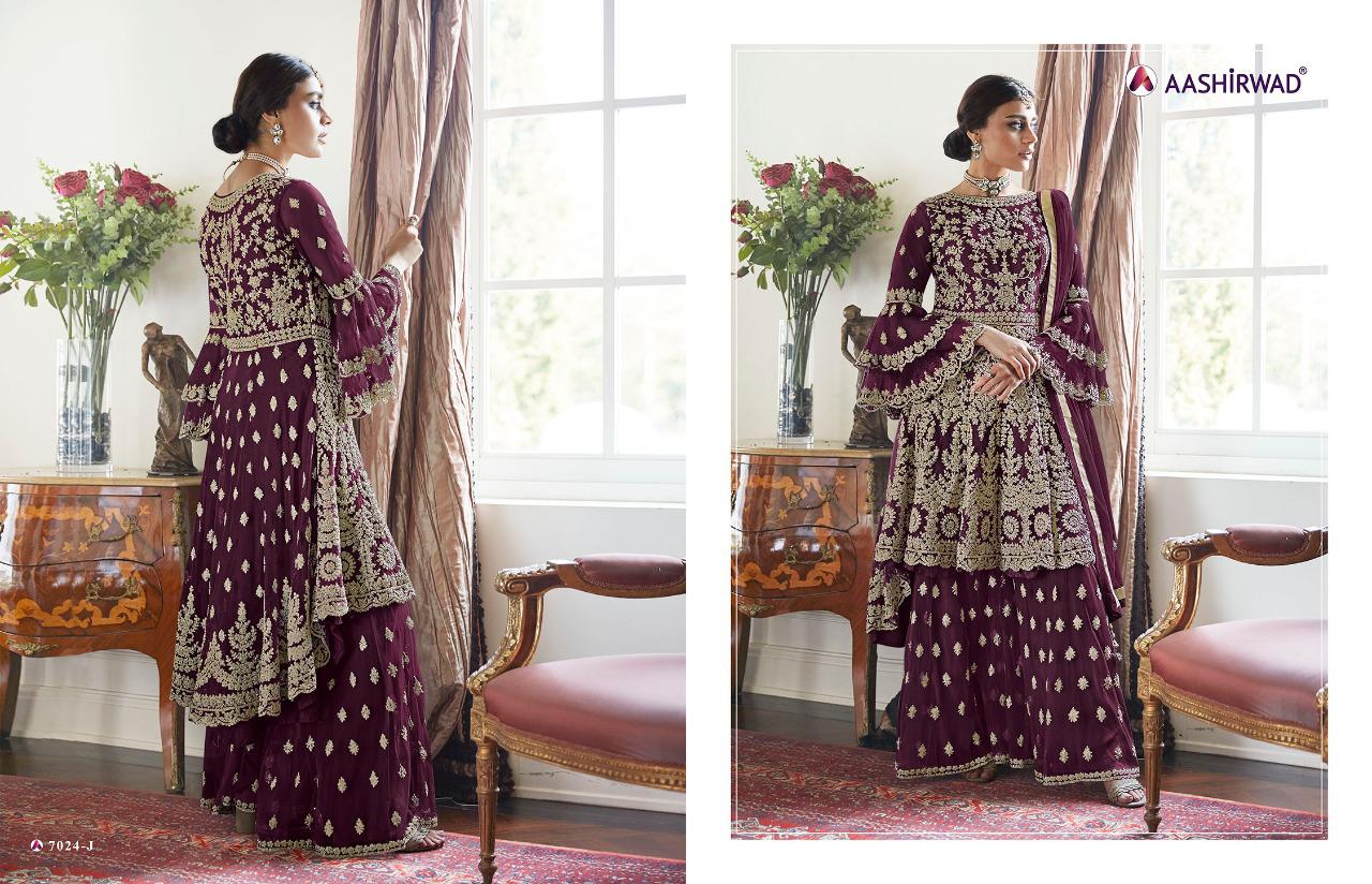 Aashirwad Presents  Premium Sharara Gold New Colors Embroidered Suits