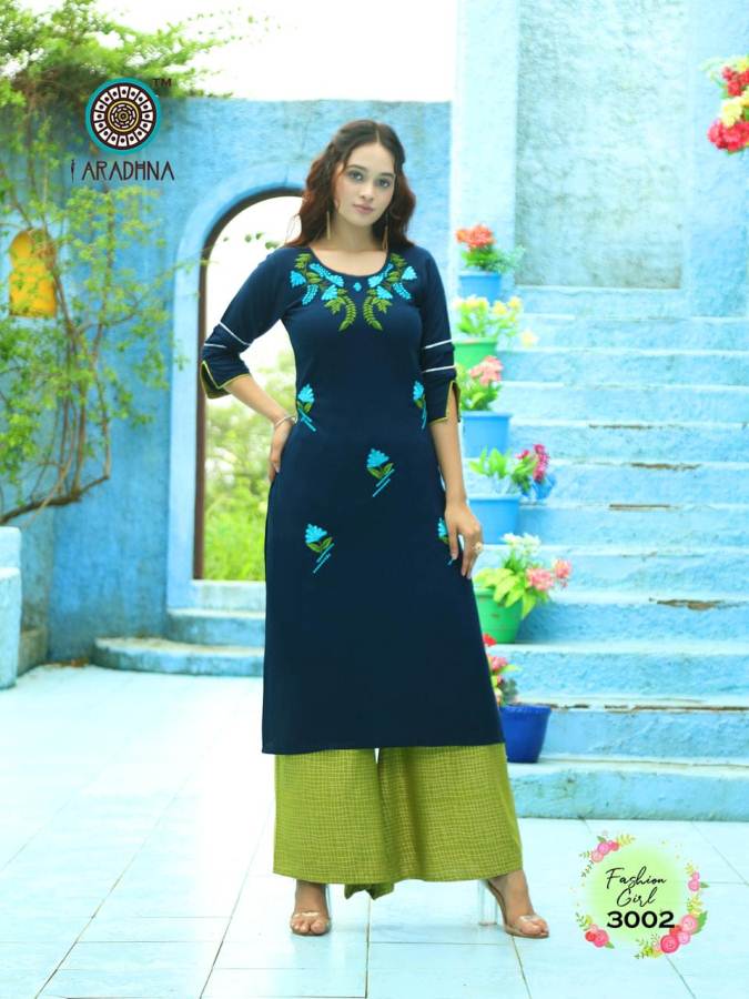 Aradhna Presents Fashion Girl 3 Heavy Rayon Casual Wear Kurti With Bottom