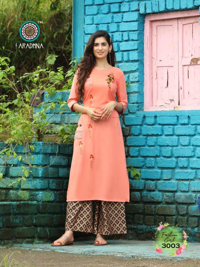 Aradhna Presents Fashion Girl 3 Heavy Rayon Casual Wear Kurti With Bottom