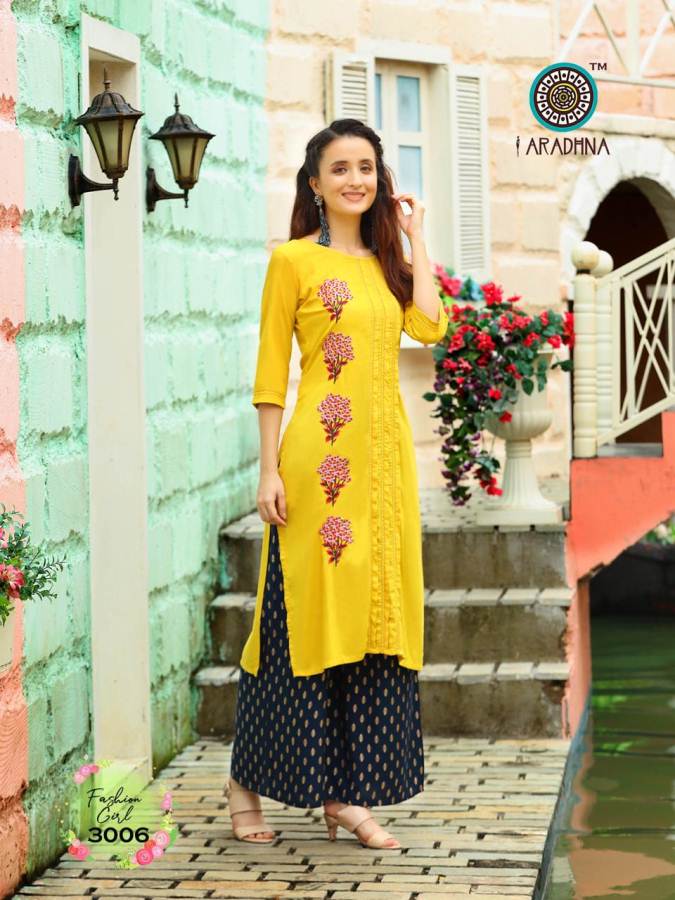 Aradhna Presents Fashion Girl 3 Heavy Rayon Casual Wear Kurti With Bottom