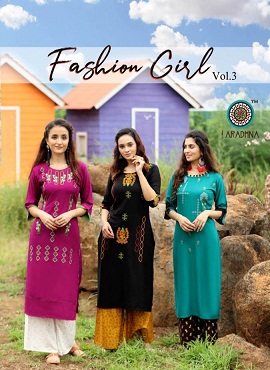 Aradhna Presents Fashion Girl 3 Heavy Rayon Casual Wear Kurti With Bottom